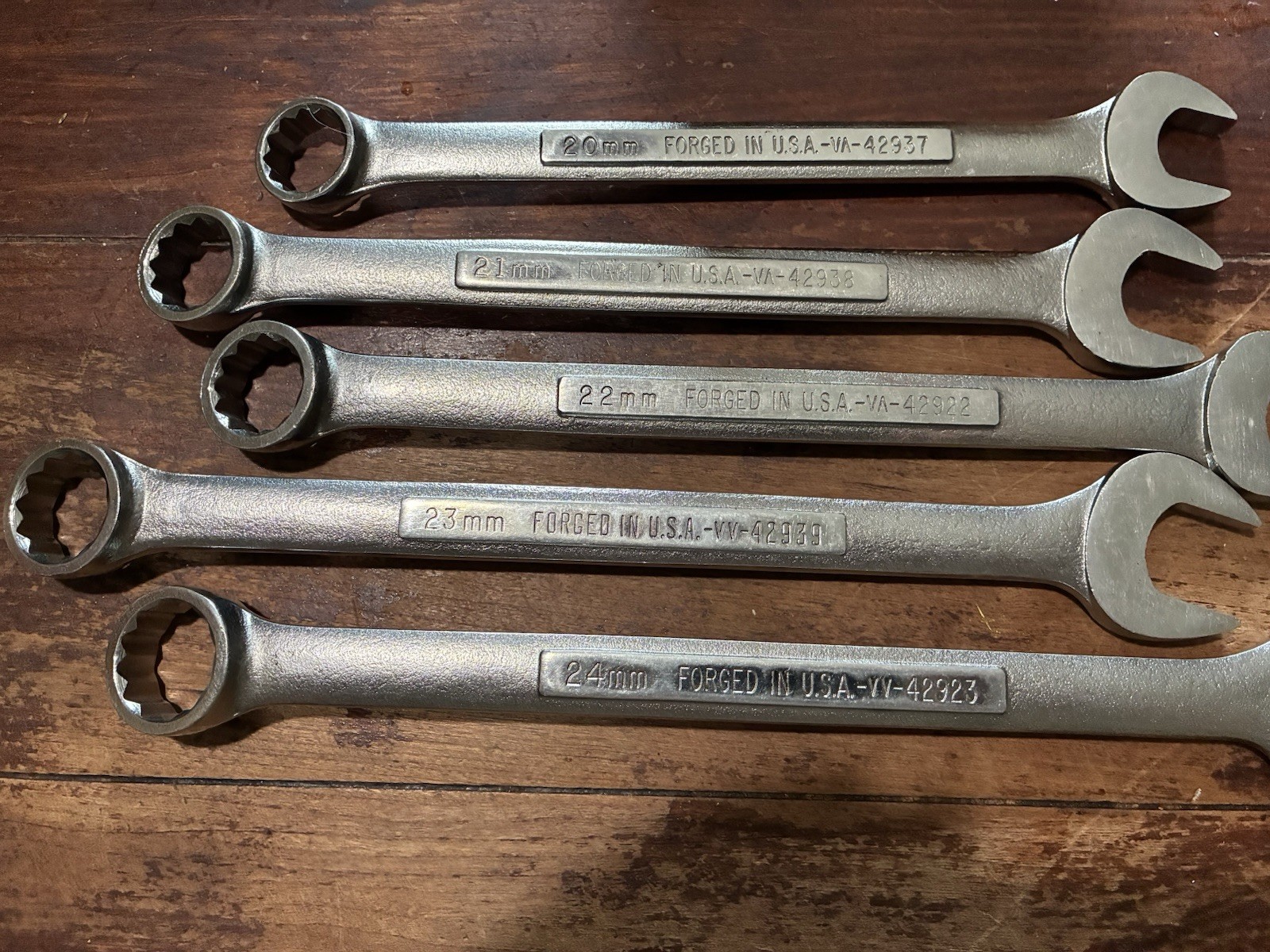 Craftsman Tools USA 5pc 20mm-24mm Large Metric Combination Wrench Set Used