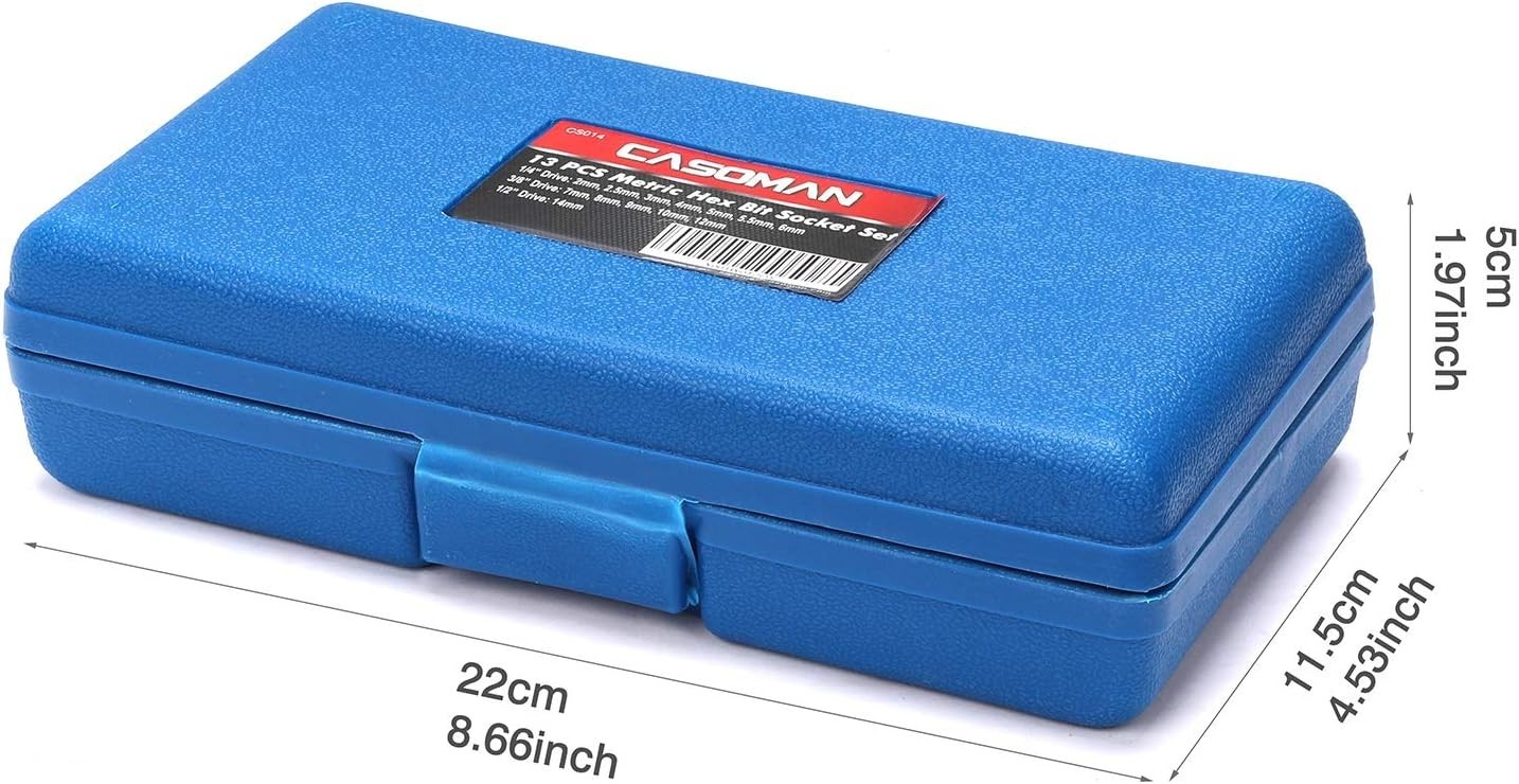 Casoman Metric Hex Bit Socket Set, 2mm-14mm