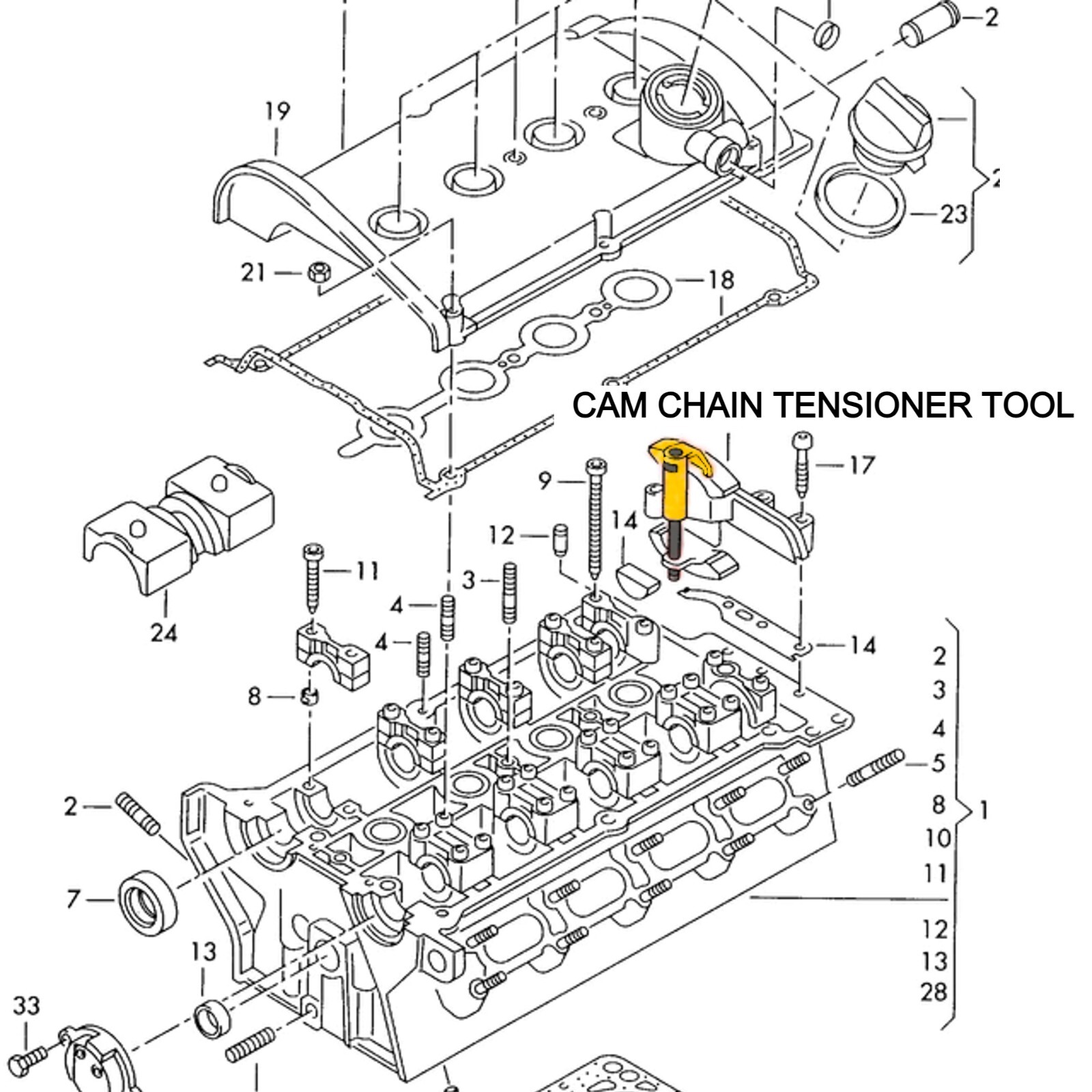 ALUMINUM Camshaft Timing Chain Tensioner Tool PN 3366 – VW AUDI 1.8T 2.7T 2.8L +