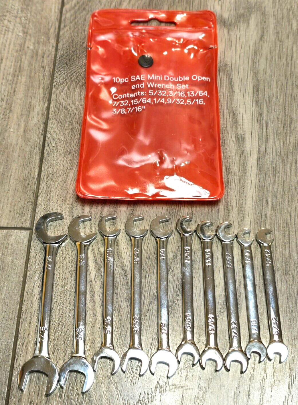 10pc SAE Midget / Mini 4-Way Open End Angle Wrench Set 5/32″ to 7/16″