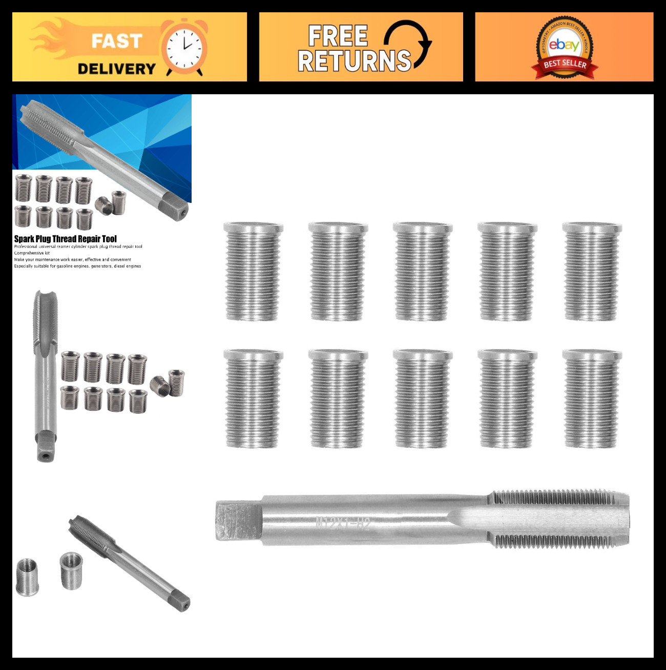 Spark Plug Thread Repair Tool Kit – M10 x 1.0 & M12 x 1.0 Taps, High Speed Steel