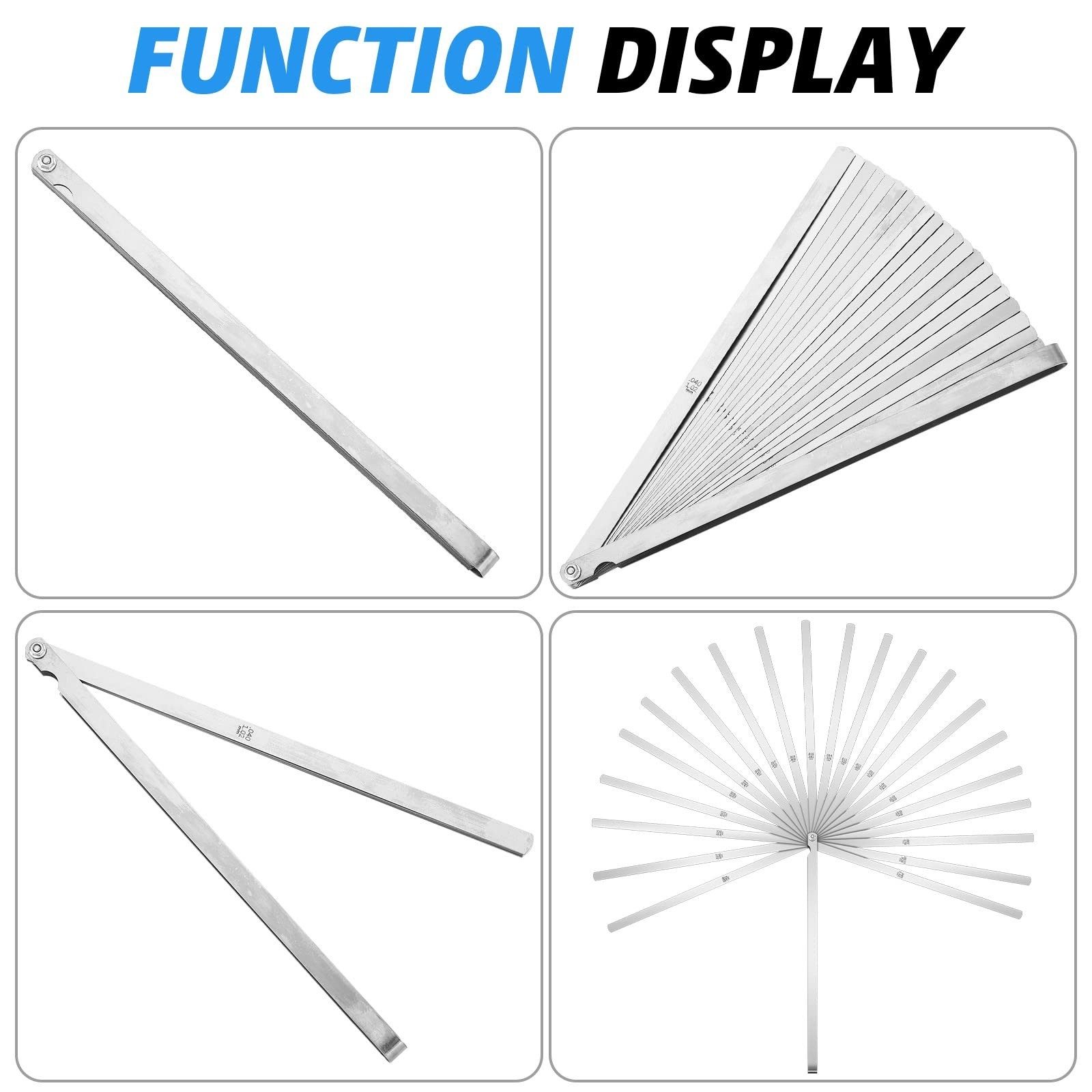 25-Blade Feeler Gauge Set 0.038-1.02mm, Stainless Steel Dual Marked Tool for Pre