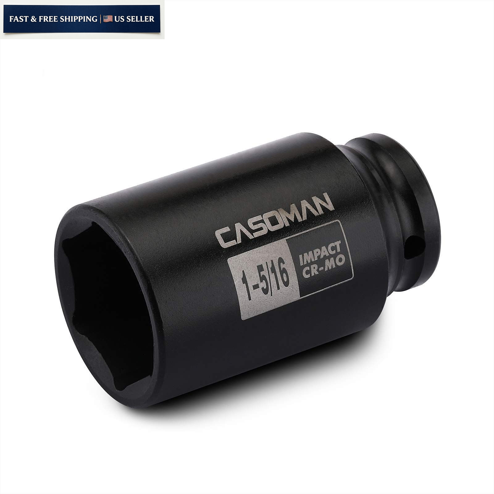 CASOMAN 1/2-Inch Drive 6-Point Deep Impact Socket- 1-5/16» 33.34 mm (Deep)
