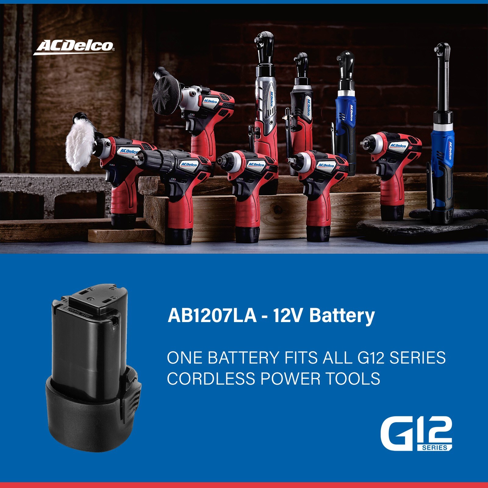ACDelco AB1207LA-P2C Li-ion Interchangeable 2 Battery Packs with 1 Quick Charger
