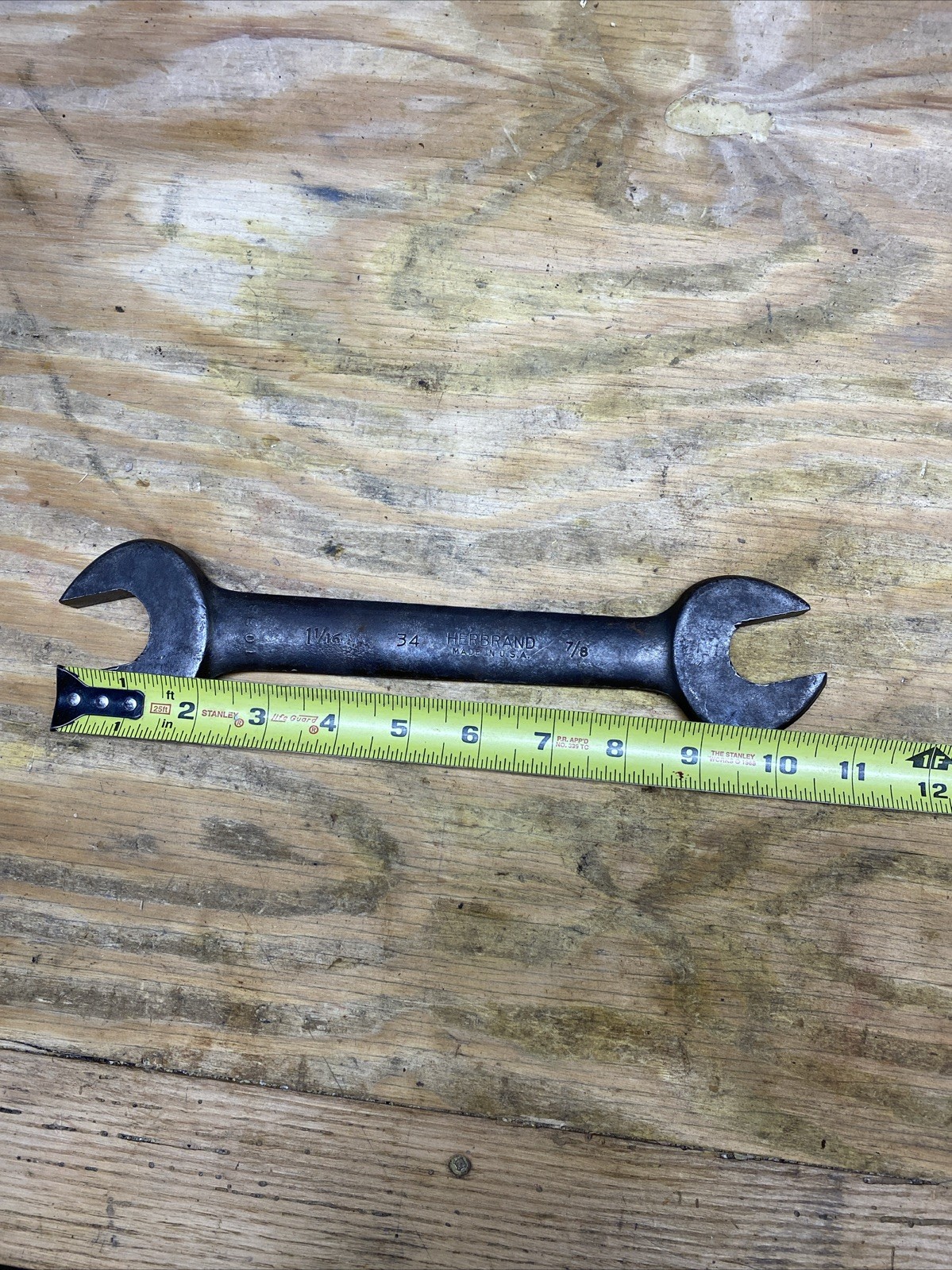 Vtg Herbrand 34 Open End Wrench USA 1-1/16 x 7/8