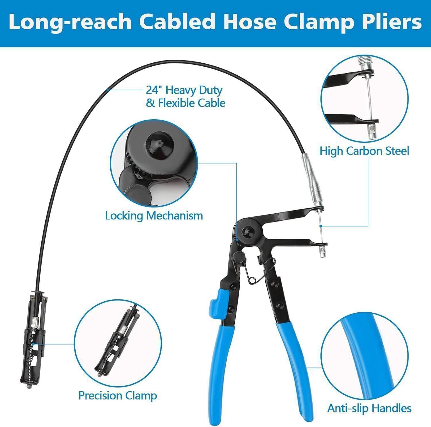 10Pc Hose Clamp Pliers Remover Kit with Long Reach Wire Spring Hose Clamp Pliers