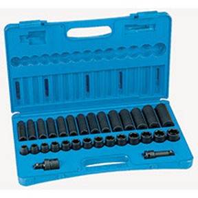 30 Pc. 1/2″ Drive 6 Point Metric Standard and Deep Impact Socket Set Brand New!