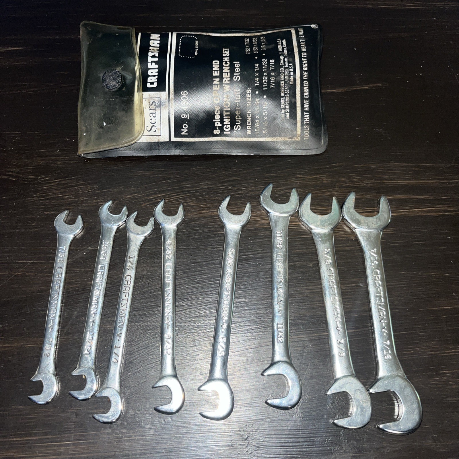 Sears Craftsman 8 Piece Open-End Offset Ignition Wrench Set 4306 – NICE – USA