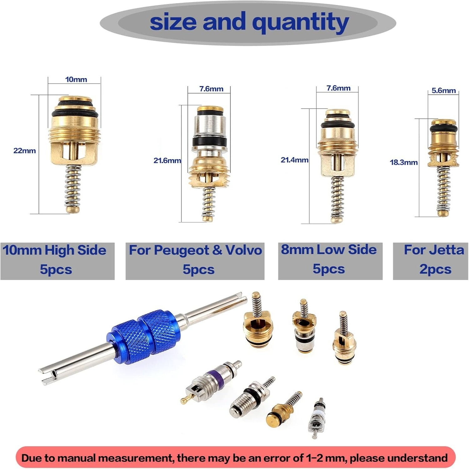 570Pcs Car A/C O-Ring Set Valve Core Set R12 R134a Tire Valve Stem Remover Tool
