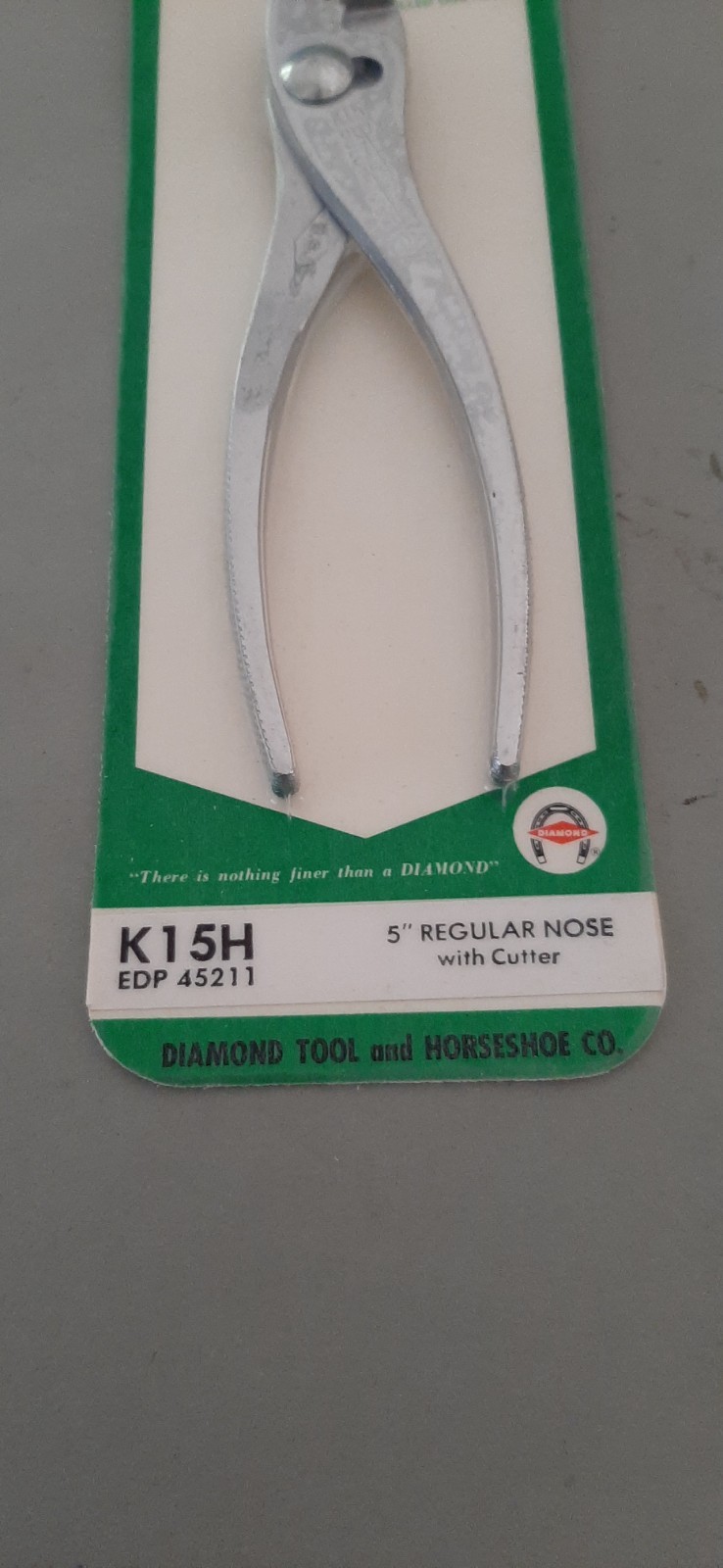 NOS Diamond Tool Horseshoe 5″ Regular Nose Cutter Slip Joint Pliers K15 K15H 9I