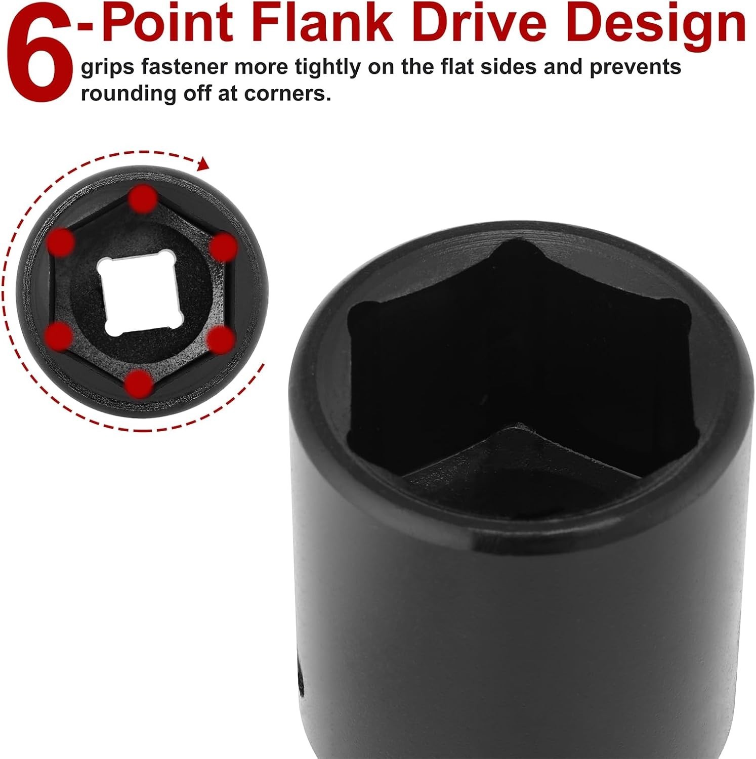 1-3/16″ Impact Socket with 1/2″ Drive – 6-Point CR-MO, Laser-Etched For Easy Use