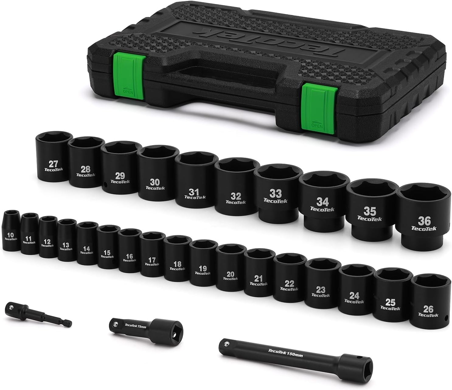 30 Pieces 1/2-Inch Drive Shallow Metric Impact Socket Set, Cr-Mo, 10mm to 36m…
