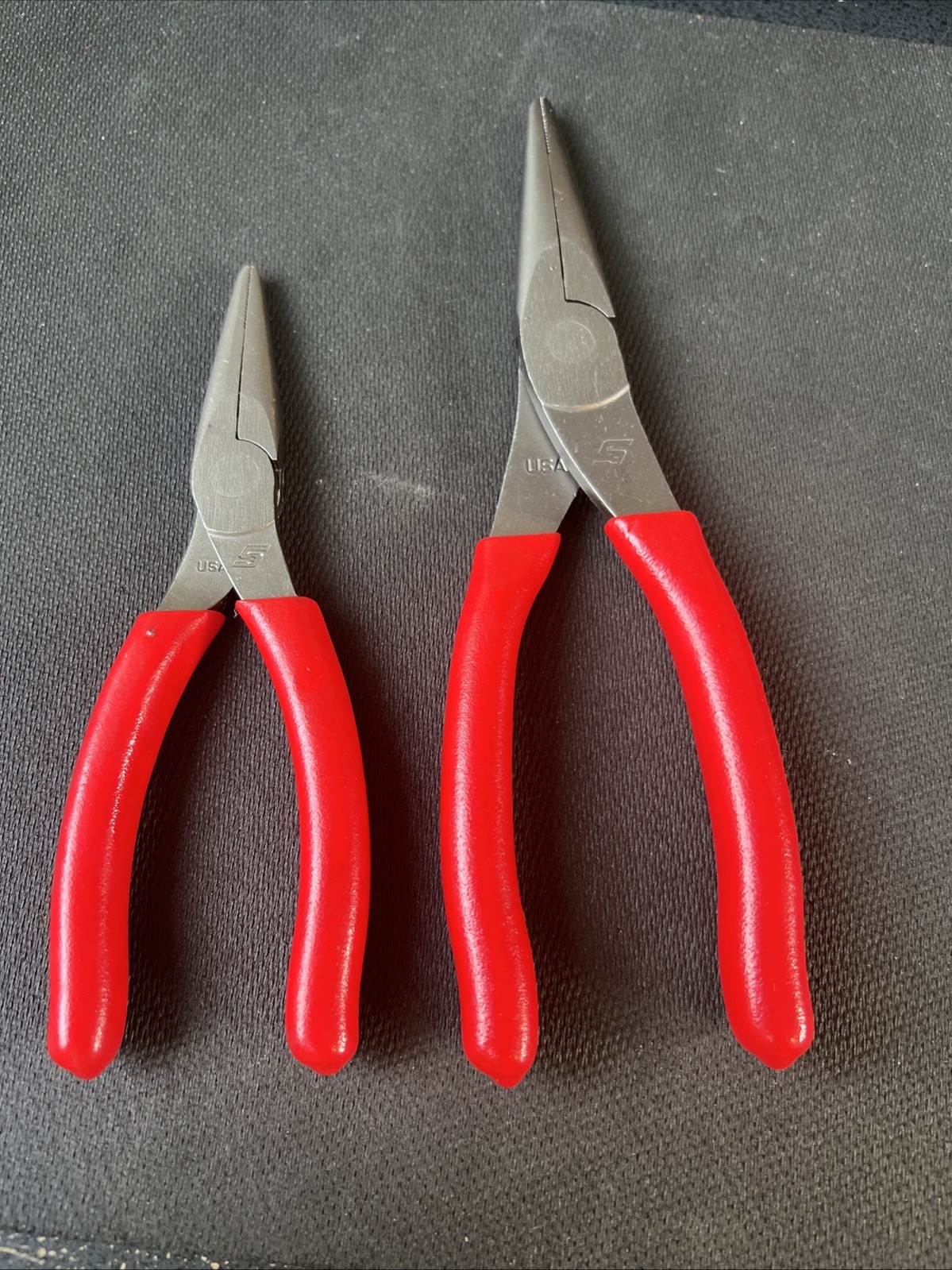 Snap On Tools New USA 2PC Red Soft Grip Needle Nose Pliers Set 95ACF 96ACF ⭐️