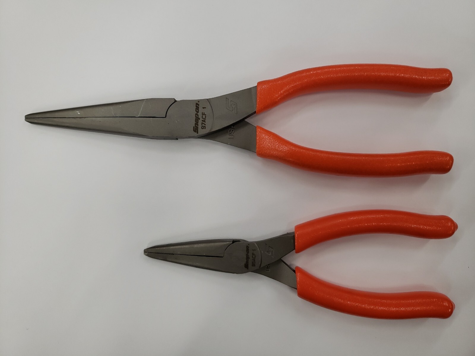 Snap-on Tools USA NEW 2pc ORANGE 9″ & 6″ Soft Grip Needle Nose Pliers Lot Set