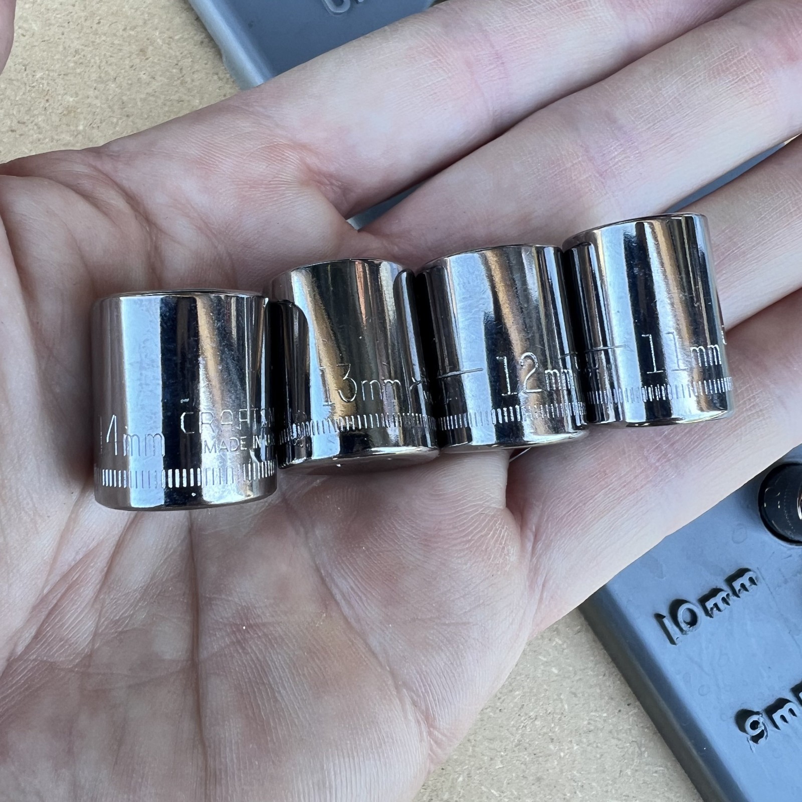 Craftsman 1/4″ Drive Metric Socket Set 4mm-14mm 6 Pt 14 Pcs w/ Tray G2 USA NOS