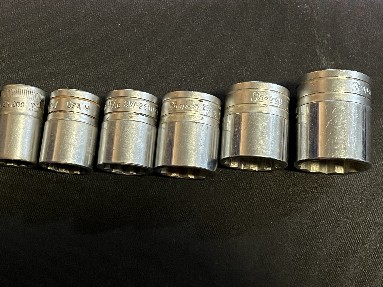 Snap On Tools SAE 1/2 Drive 12 Point Shallow Socket Lot Of 6