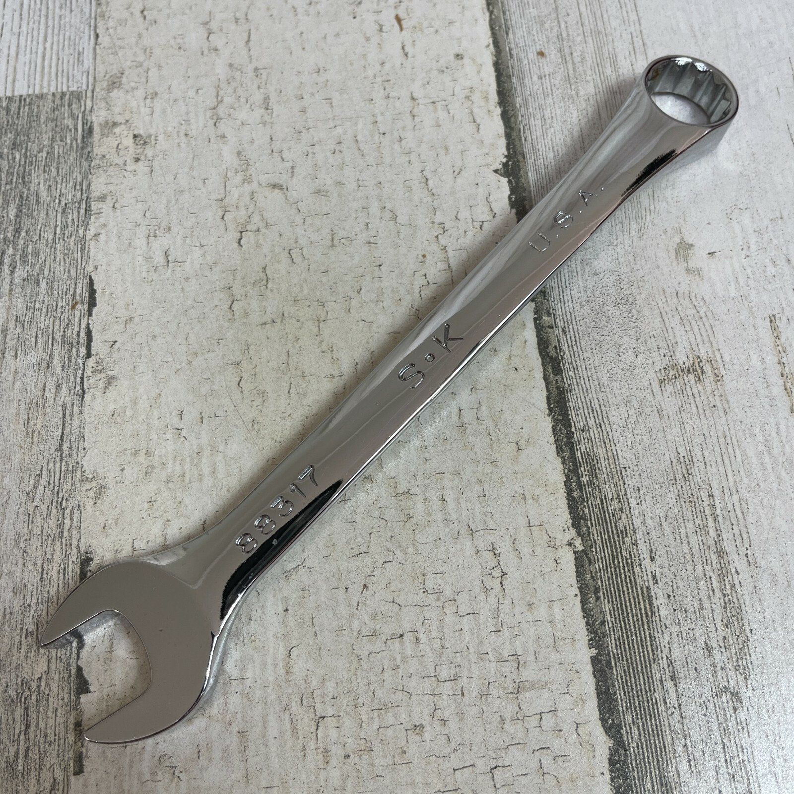 S-K Tools USA 17mm SuperKrome® Metric Combination Wrench 88317 12 Pt SK Polished