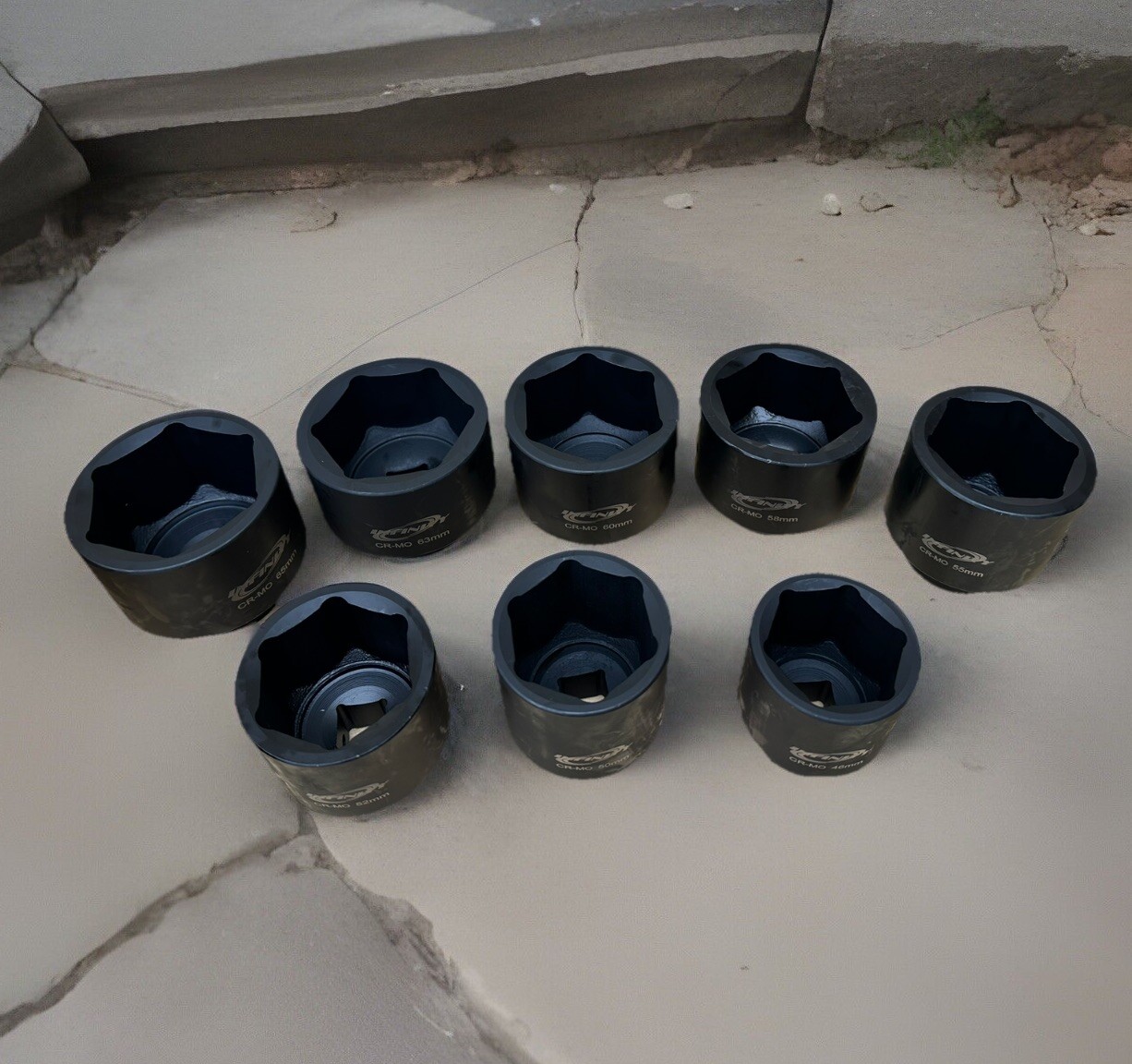 8pcs 3/4” Dr Jumbo Shallow Metric Air Impact Socket Set Cr-MO 6 Point 46mm- 65mm