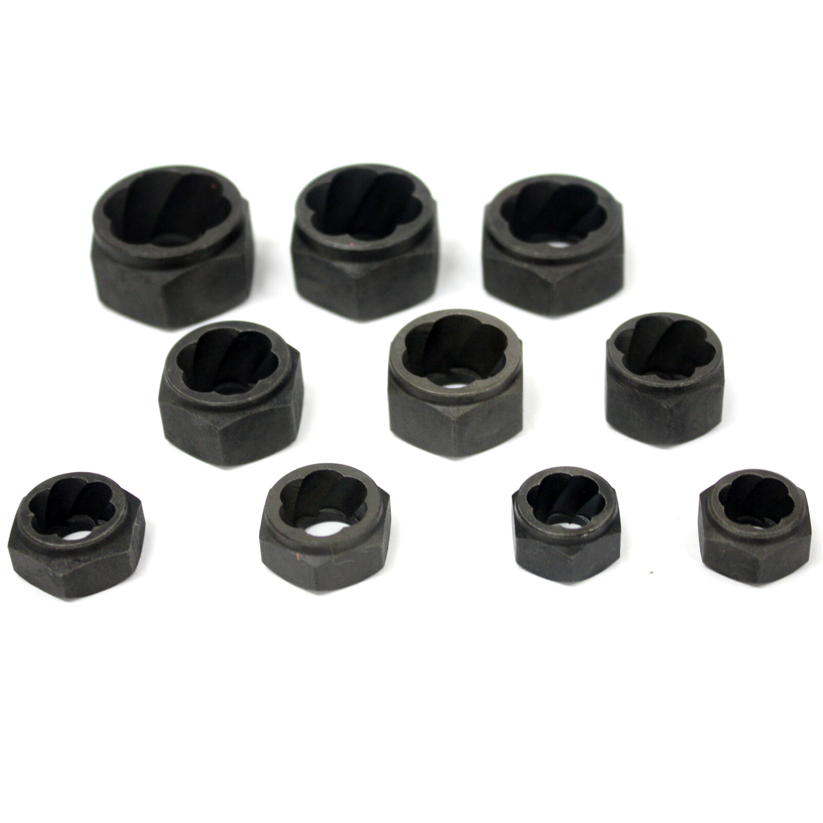 10pc 9 – 19mm Low Profile Damaged Broken Rounded Stud Nut Bolt Remover Twist Set