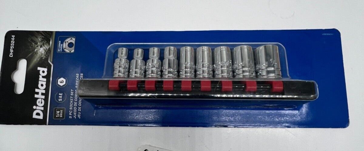 DieHard 9-Piece Socket DHP55244 SAE 1/4″ Drive 6-Point Off-Corner Loading