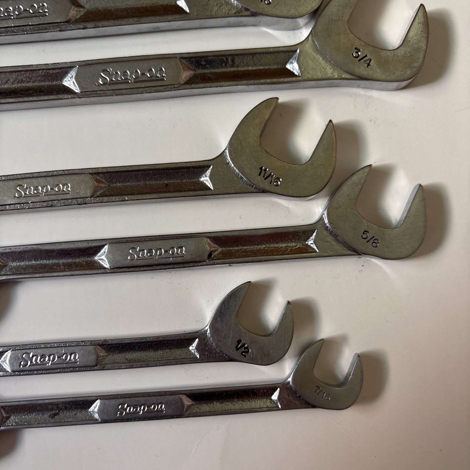 Snap-on 8-Pc SAE 4-Way Angle Head Open End Wrench Set VS5214-VS5230 (7/16-15/16)