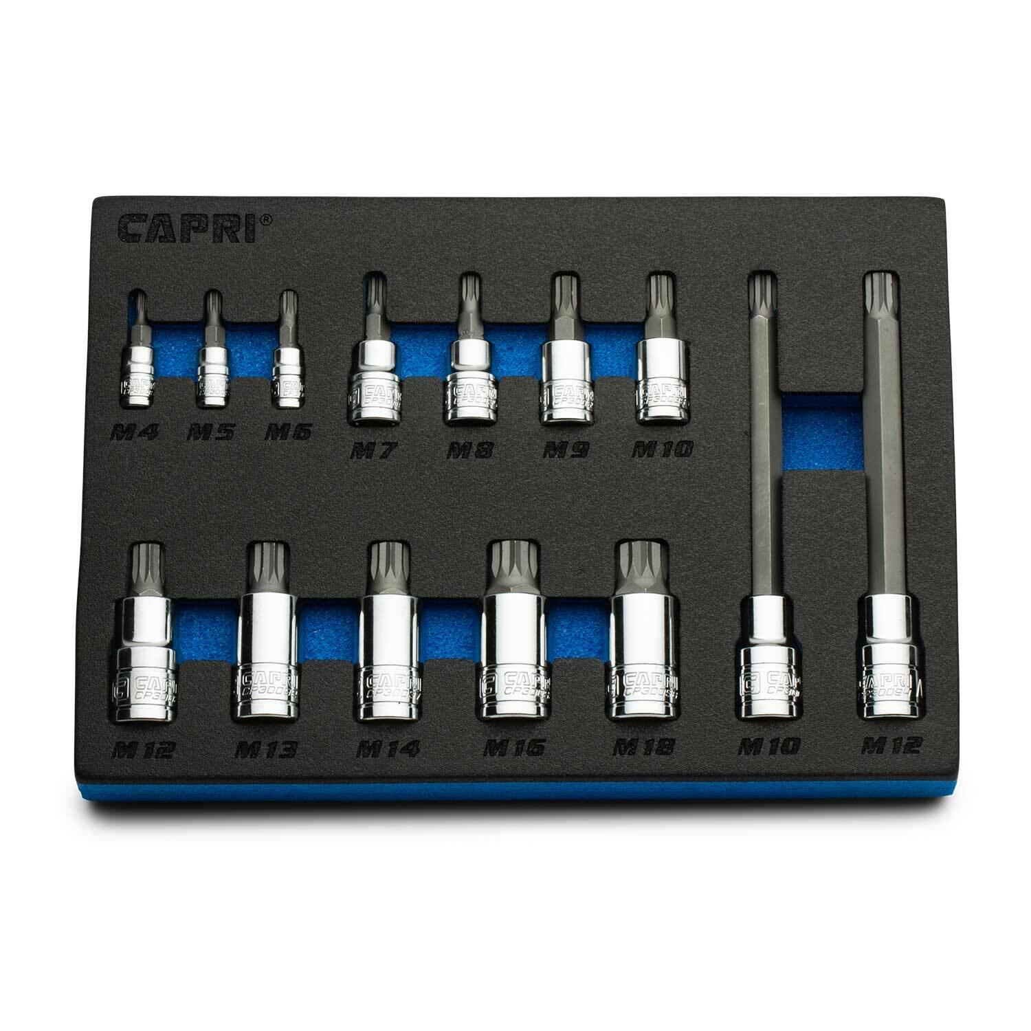 Capri Tools Master XZN Bit Socket Set, M4 to M18, 14-Piece w/ the Mechanics Tray