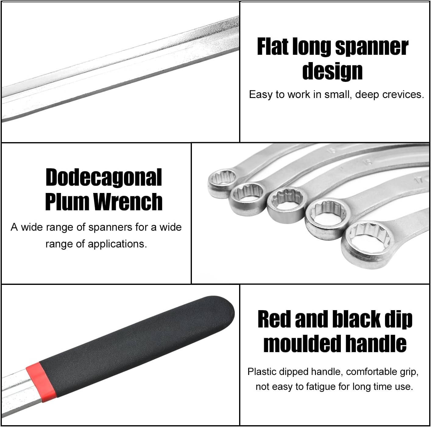 12 Point 5PC Serpentine Belt Wrench Tool Set for 13-19 mm Timing Belt Removal