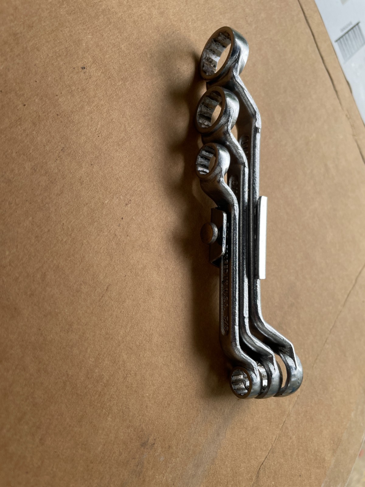3 VTG SEARS Offset Double Box End Wrench Set 1/2 3/8 5/8 7/8 9/16 7/16 1/16 lock