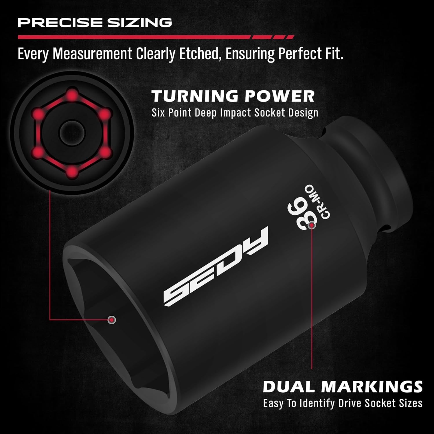 High Torque 1/2 Drive Metric Socket Set with Durable Chrome Molybdenum Steel