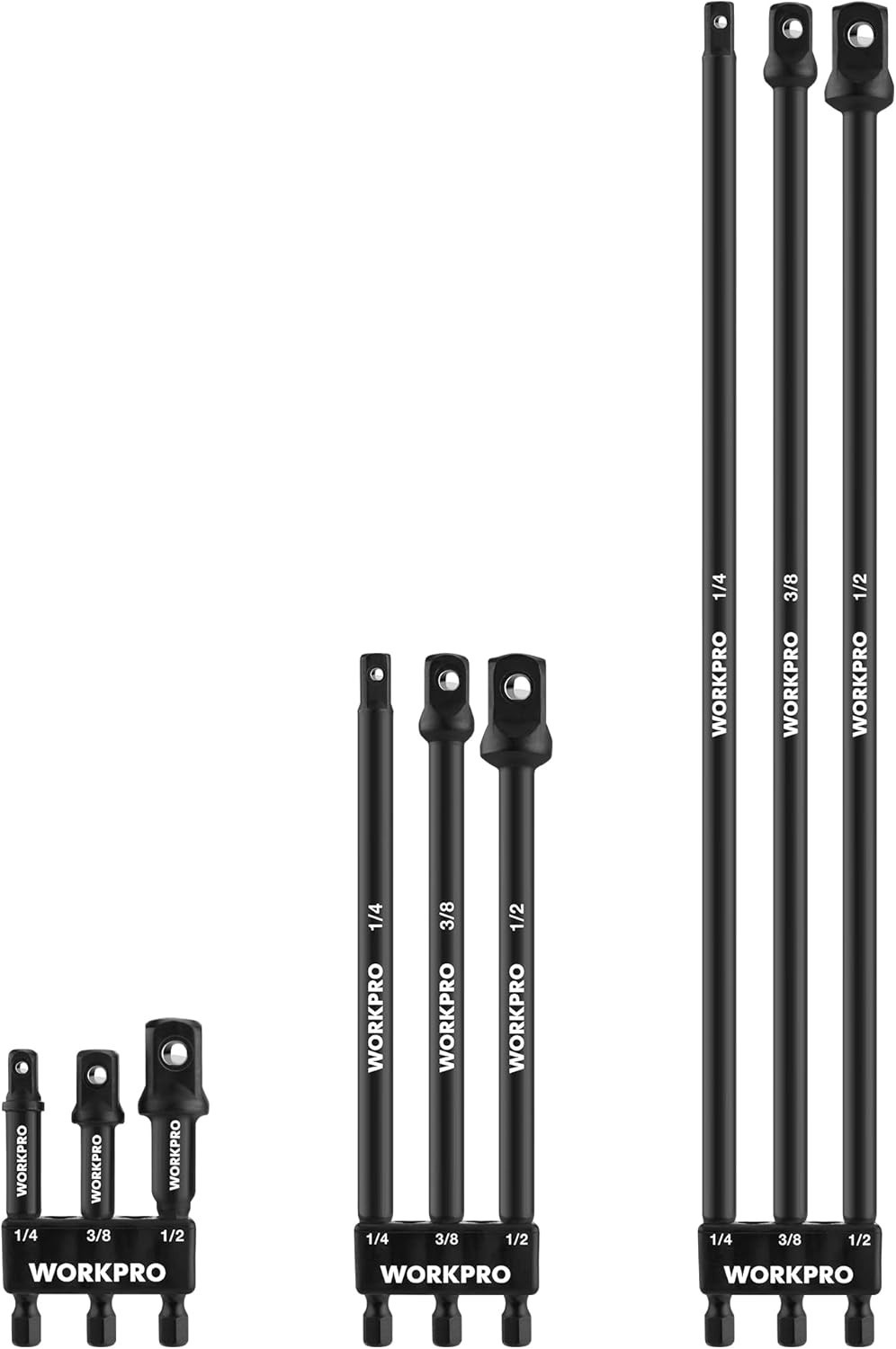 9-Piece Socket Adapter Extension Set, 1/4, 3/8, 1/2-Inch Drive, 1/4-Inch Hex …