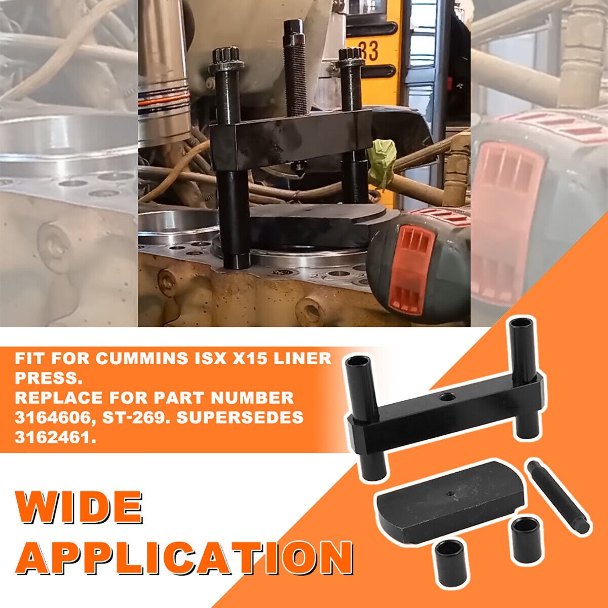 Heavy Duty Cylinder Liner Press Installer Tool for Cummins ISX X15