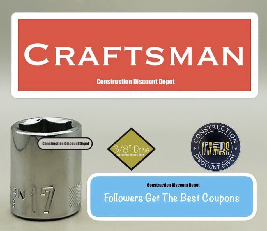 Craftsman 6 Point 3/8″ Drive Chrome Shallow 17MM Socket CMMT43548 17 mm