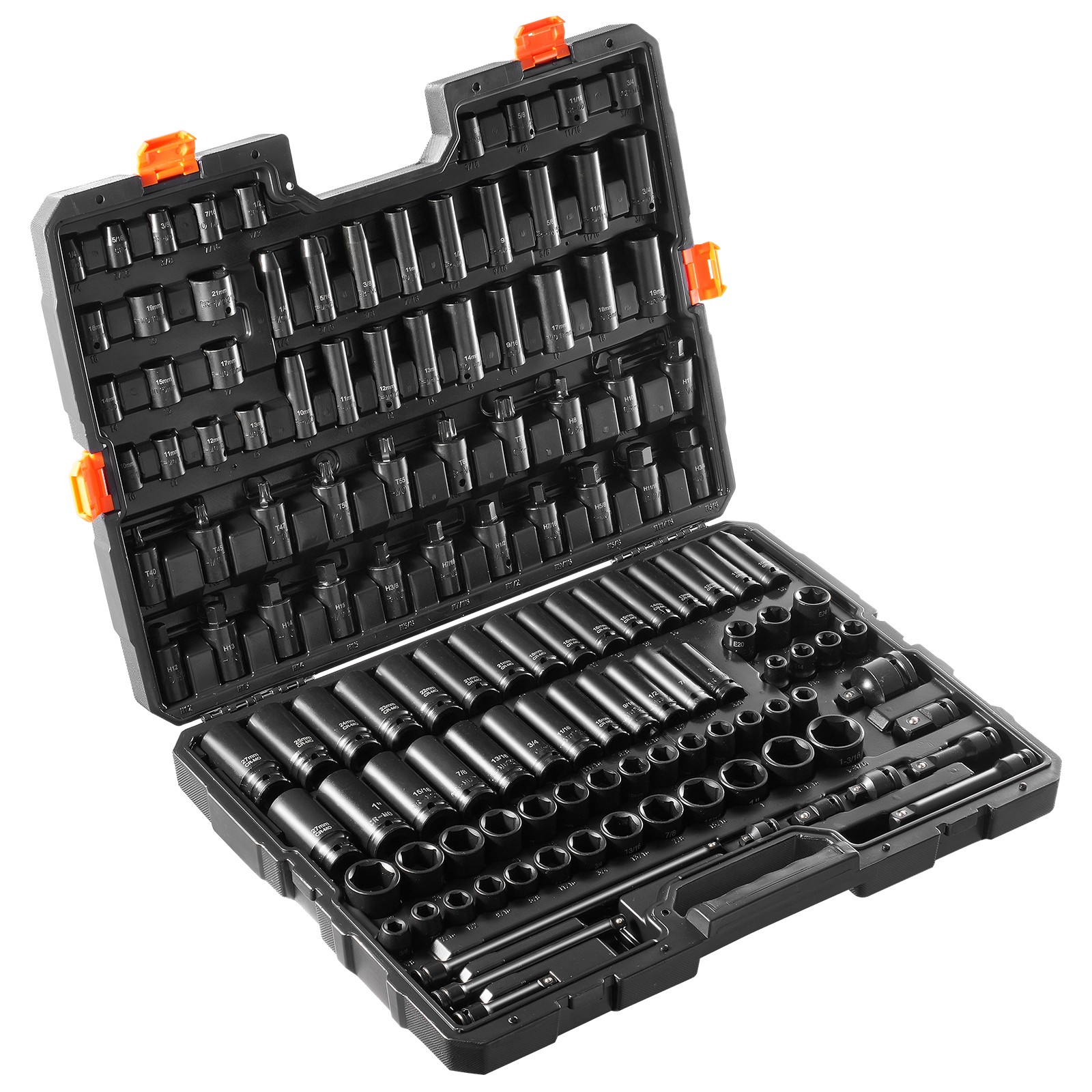 VEVOR Impact Sockets Set 130PCS 6-Point 3/8″ & 1/2″ Drive Bit Ratchet Tool Kit