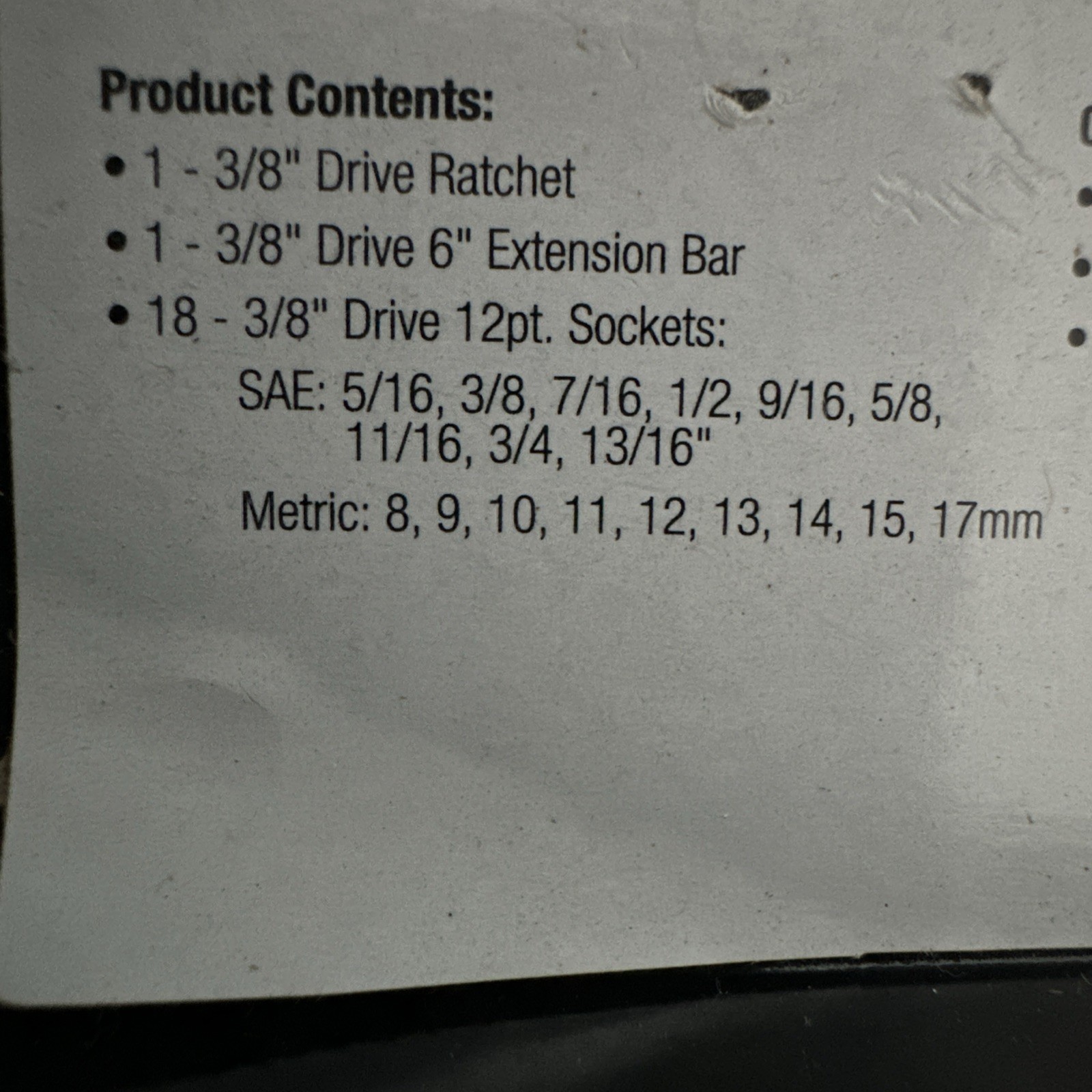 TEQ Correct Pro By Gearwrench 3/8” Socket Set 20Pc. SAE/MM 12 pt 8801A New