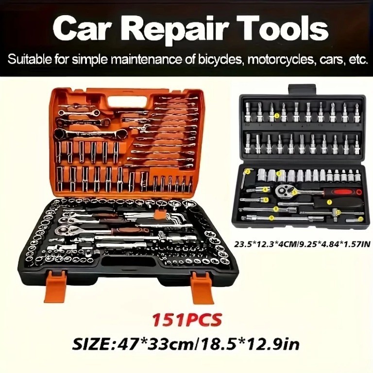150/46pcs Socket Tool Set – Durable Chrome Vanadium Steel, Ratchet Wrenches, Aut