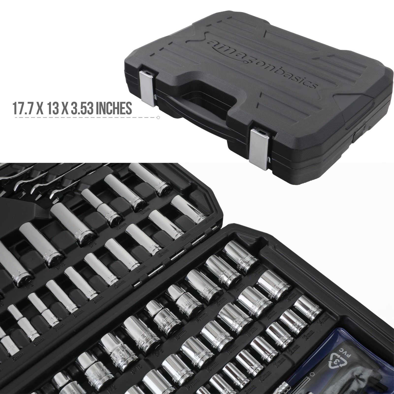 201-Piece Mechanic Socket Tool Set – SAE & Metric, Chrome-Vanadium Steel, Portab