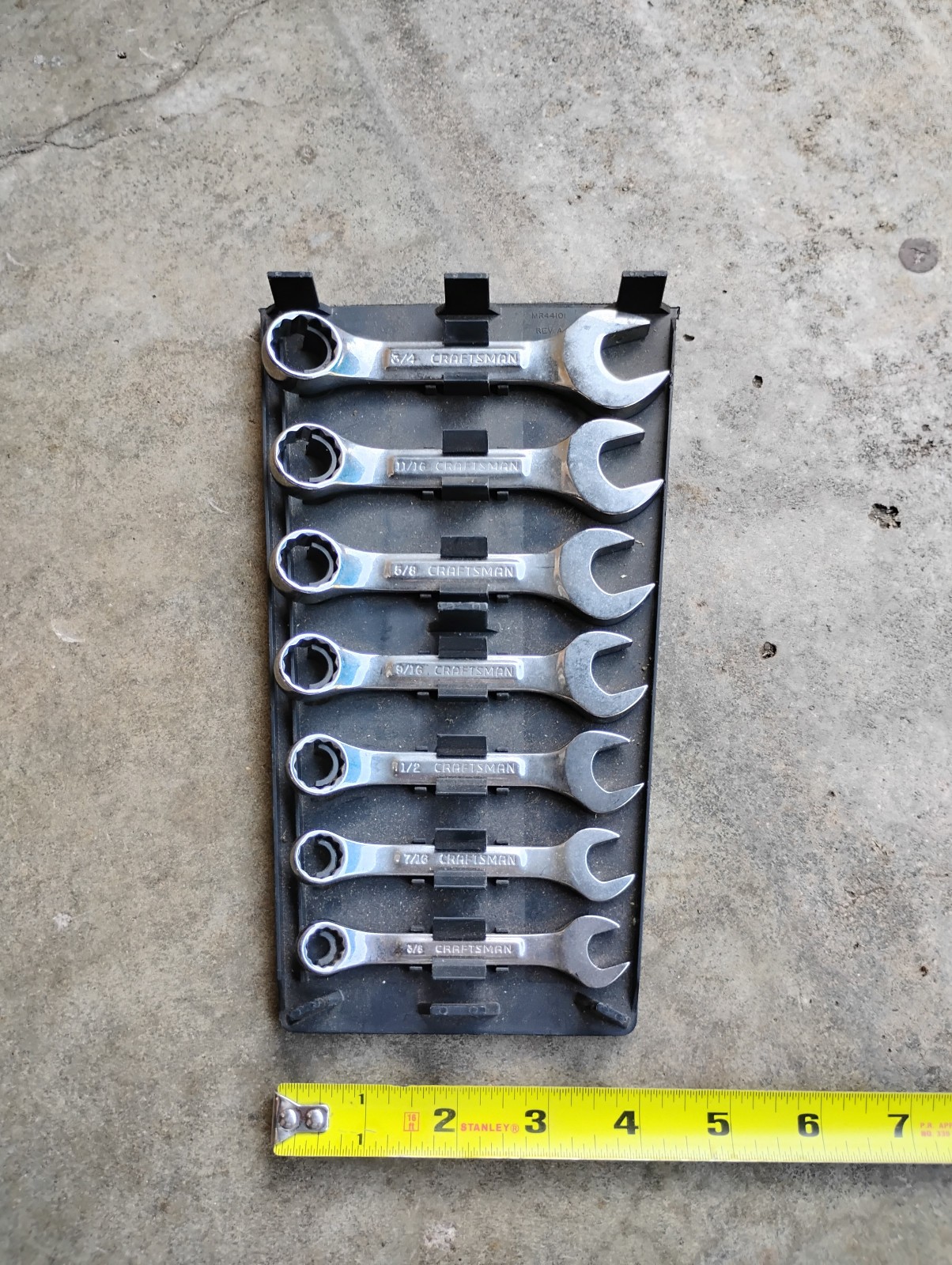 VTG CRAFTSMAN STUBBY SAE COMBO WRENCH SET 3/8-3/4 44109 W/RACK