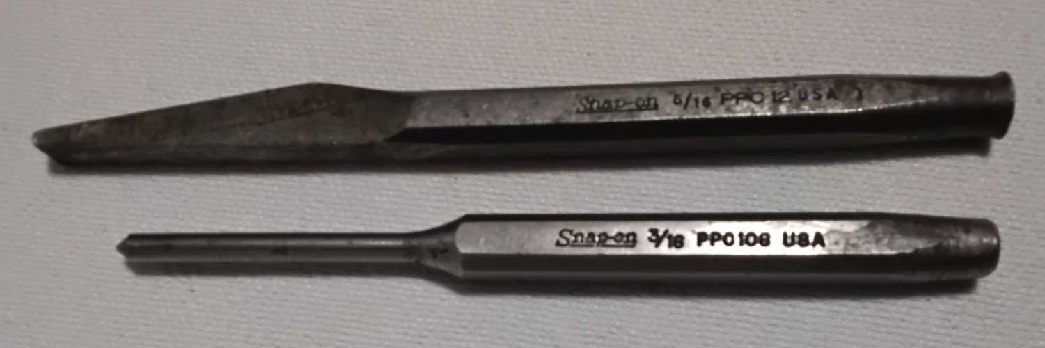 2pcs Snap-On Cope Chisel 5/8″ PPC 12 6″ & 3/16″ PPC108 Punch USA