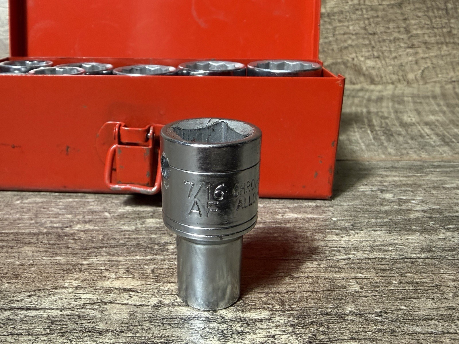 Vintage Gordon Socket Set 7/16 to 7/8 AF 10 Piece Set 1/2″ Drive 12 Point Hex