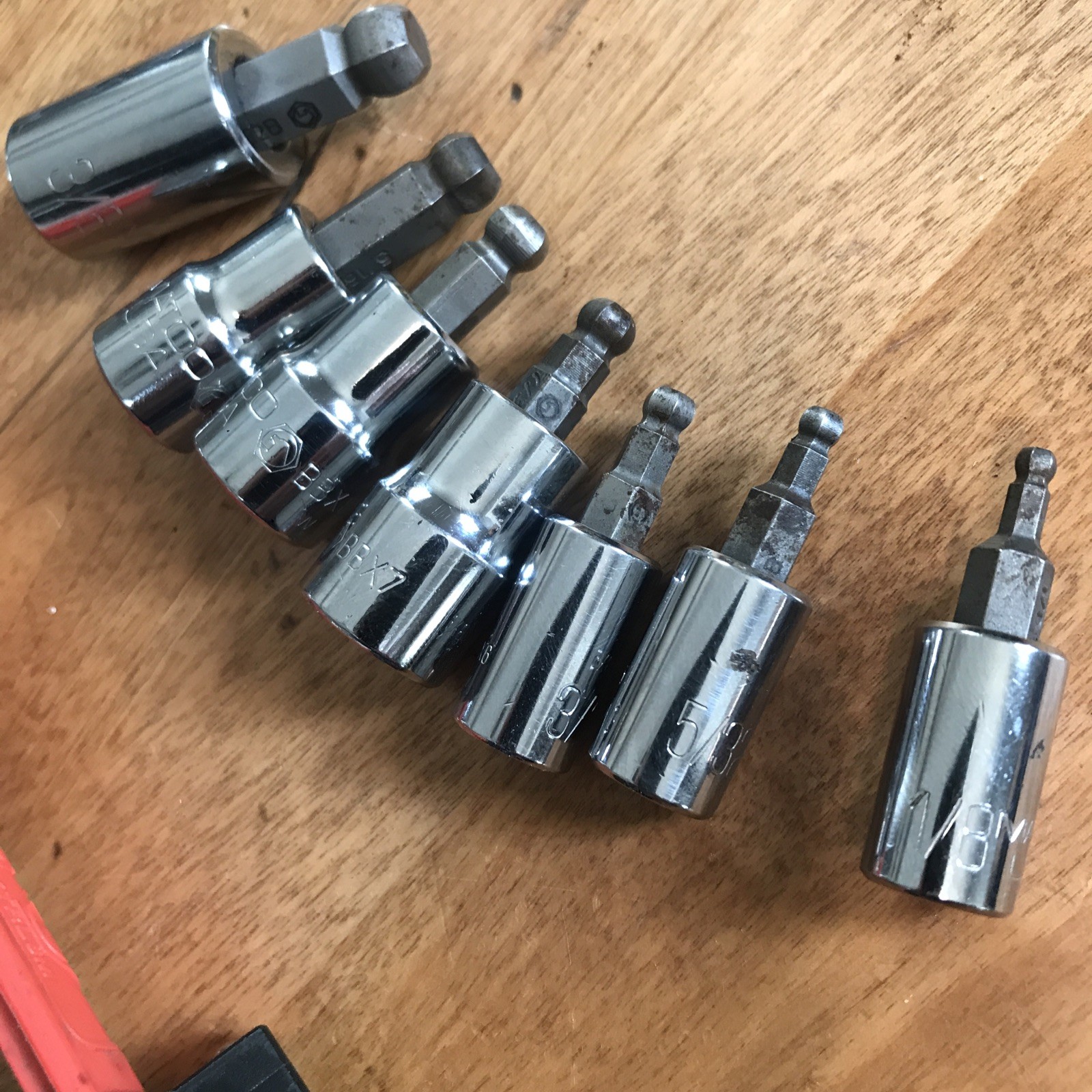 MATCO Lot Of 7 Hex Ball Socket Drivers , 3/8” Drive ALL IN GOOD CONDITION SAE