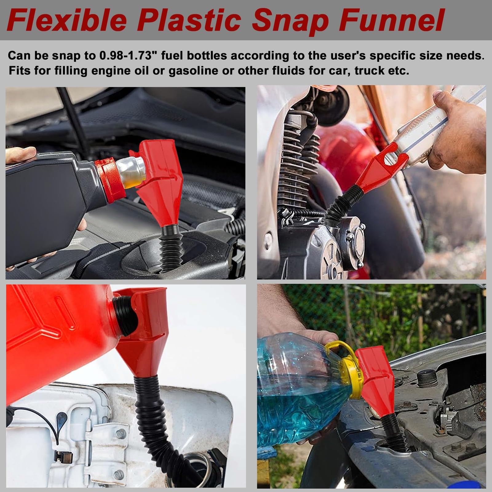 4-Piece Oil Filter Pliers Set 3-Jaw Wrench 9″ and 12″ Pliers Snap Funnel