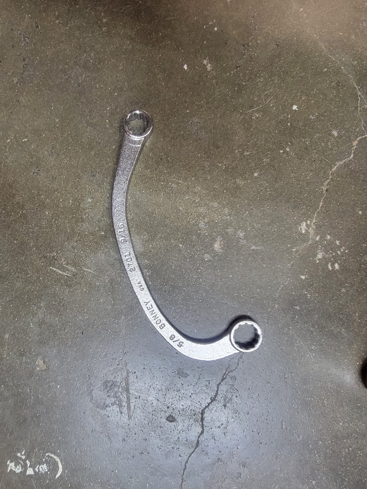 NOS Bonney USA 2701 5/8in X 9/16in Obstruction Banana 12 Pt Wrench Vintage