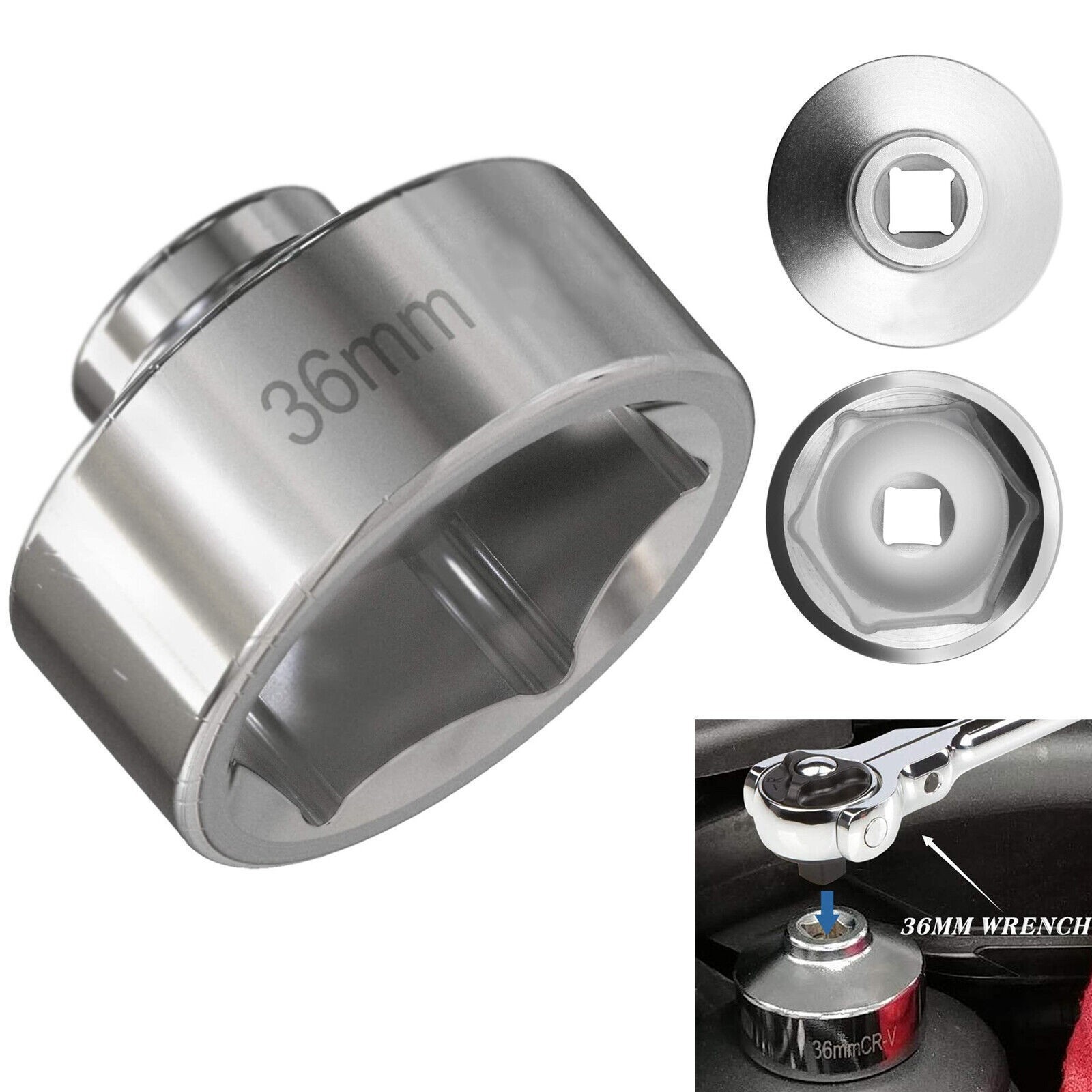 36mm Oil Filter Socket Tool 3/8 Drive Cap Remover Low Profile Socket Wrench C2C6