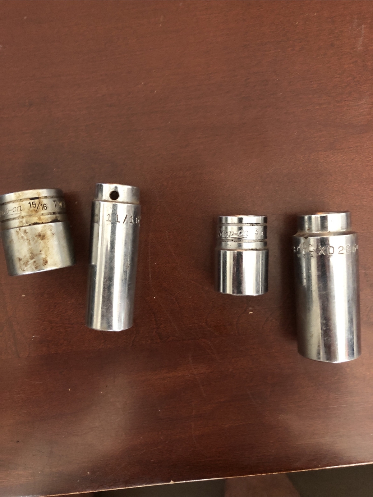 Lot Of 4 Mac And Snap On Sockets Xd226 Xd286 Tw241 Tw301 3/4 7/8 15/16 11/16
