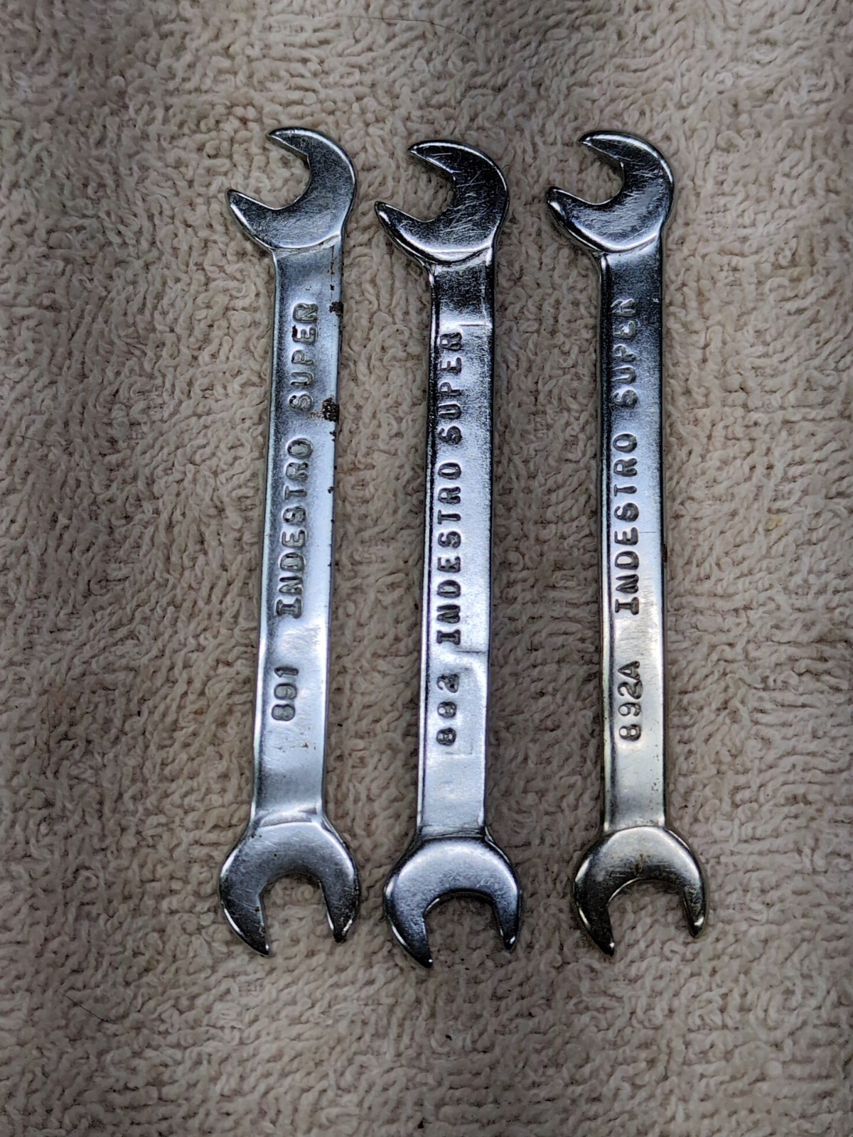 Indestro Super SAE 4 Way Angle Open End Ignition Wrench Set No. 888 Vtg USA