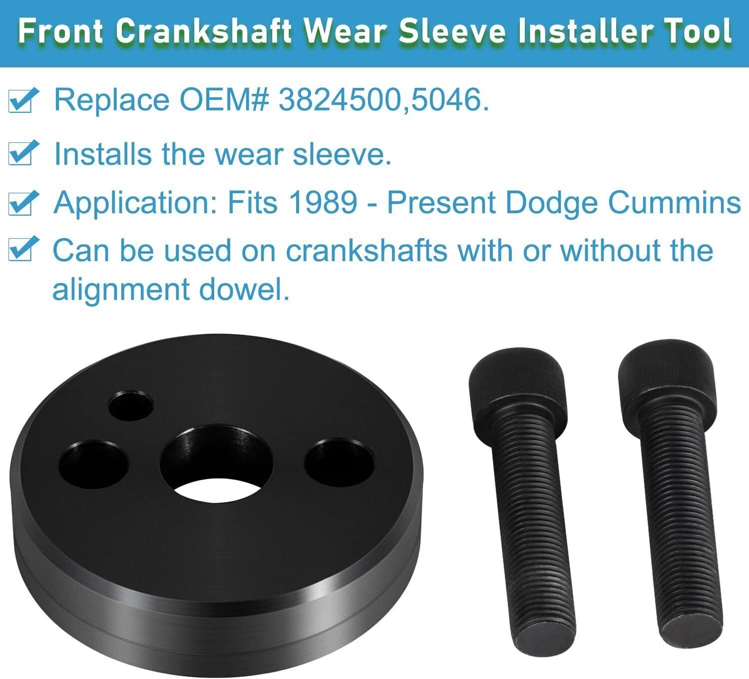 Front Cover Crankshaft Seal & Wear Sleeve Installer Tool For Cummins 3.9 5.9 6.7