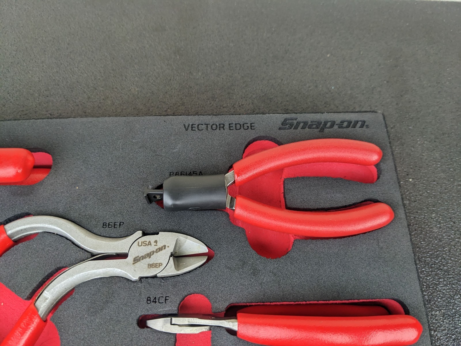 #bp051 Snap-on USA NEW RED 10-Piece Diagonal Cutter Pliers Foam Set PLDC1000FR