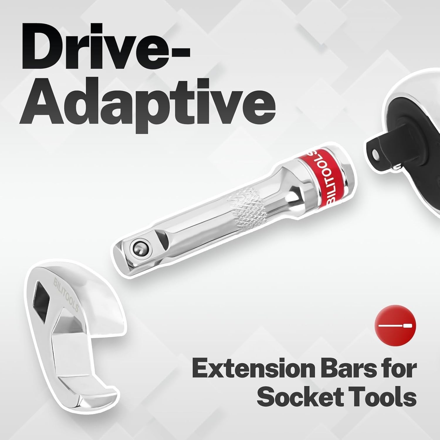 9 PCS Ratchet Extension Set 1/4″ 3/8″ 1/2″ Drive CR-V Steel EVA Foam Tray