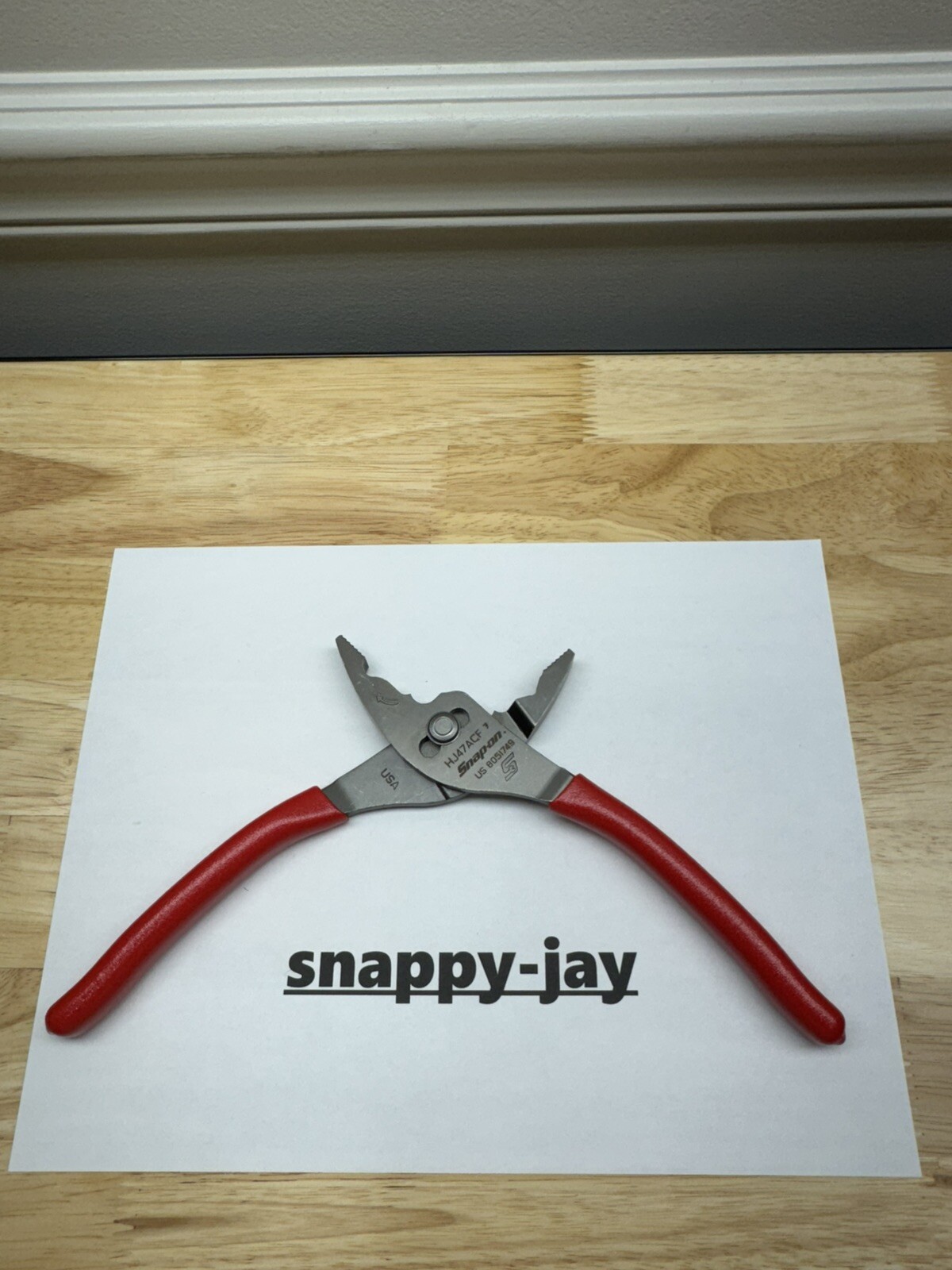 Snap-on Tools USA NEW STYLE RED Soft Grip 8″ Flank Jaw Slip Joint Pliers HJ47ACF