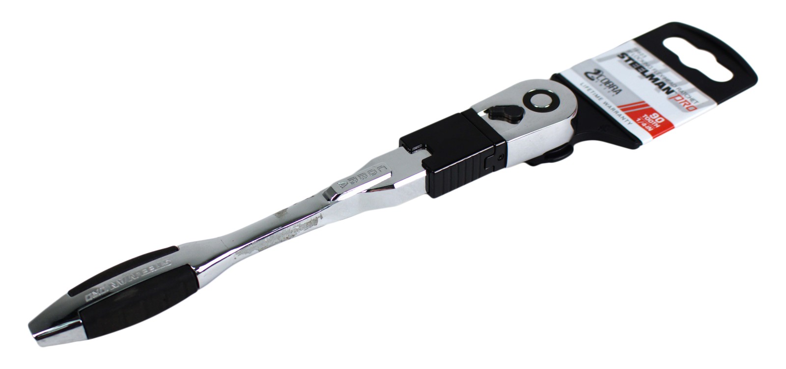 Steelman Pro 8in Locking Flex-Head 90 Teeth Ratchet 1/4in Drive Reversible 78623